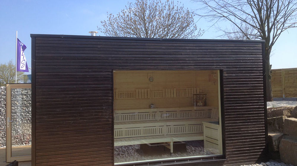 Outdoor-Sauna im Bungalowstil